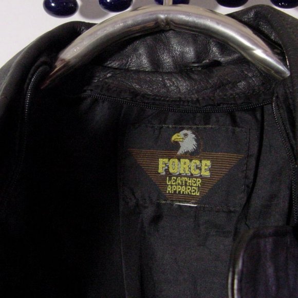 Vtg 80's Force Leather Apparel Fringe Black Leather Motorcycle Jacket Sz XL - Picture 3 of 12